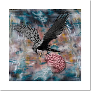 Bird Brain Ravens Abstract Art Posters and Art